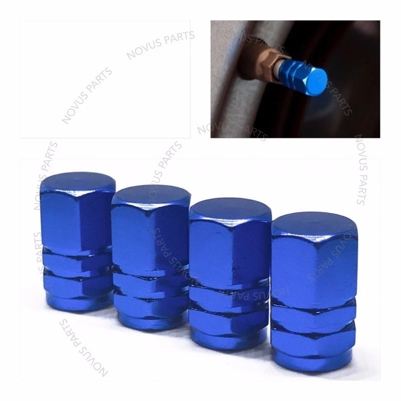 Cubierta de vástago de válvula hexagonal azul para Lincoln Navigator Town Car MKX 4 piezas se adapta a todos Foto 4 de 4