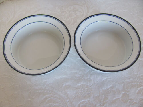 Dansk Concerto Allegro Blue & White Design-Portugal-6 3/4" Cereal Bowls-Set of 2 - Picture 3 of 9
