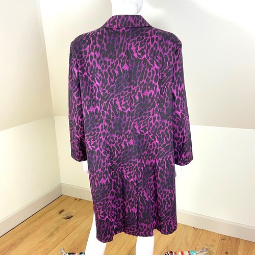 Vintage 90s Magenta Leopard Lightweight Trench Coat Jacket XL/XXL Volup Pink - Picture 9 of 16