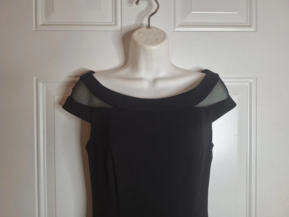 Vestido de Noche Vince Camuto Negro Sin Mangas Cuello Barco Largo Completo Talla 4 Foto 4 de 4