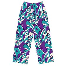 Unisex wide-leg pants - Funky Blue Purple Pattern 1