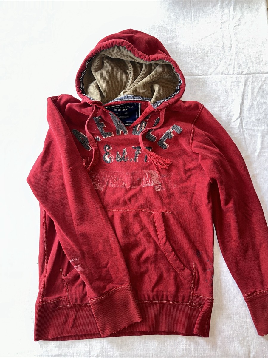American Eagle Outfitters AEO Men's Red Logo Pullover Hoodie Extra  Small