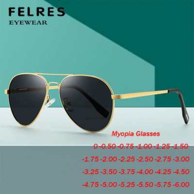 Men Metal Oval Tinted Myopia Nearsighted Glasses Outdoor Pilot Sunglasses New