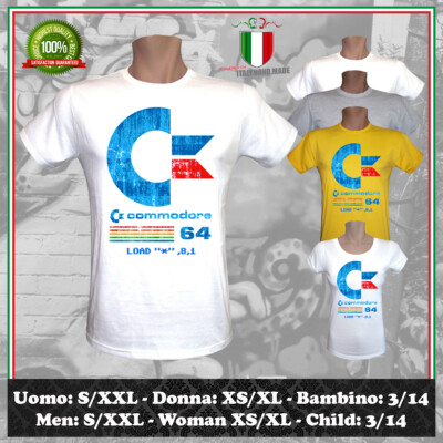 T-SHIRT C64 COMMODORE 64 VINTAGE OLD RETRO COMPUTER AMIGA 500 UOMO DONNA BAMBINO