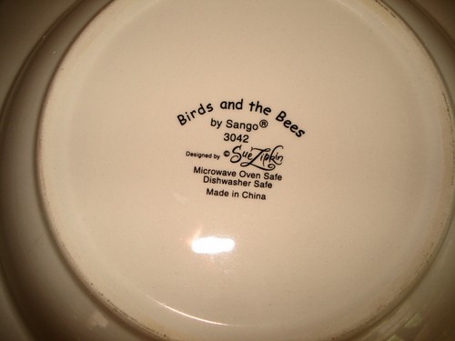 SANGO BIRDS & BEES BY SUE ZIPKIN SET OF 4 SOUP CEREAL CHILI BOWLS 8-3/4" EUC - Picture 4 of 10