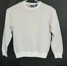 Chaps Men's Pullover Sweater Shirt White Size L Cotton Gray Speckles Pattern 