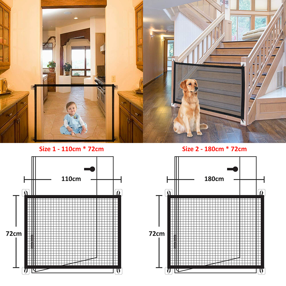 Retractable Pet Dog Gate Safety Guard Folding Baby Toddler Stair Gate