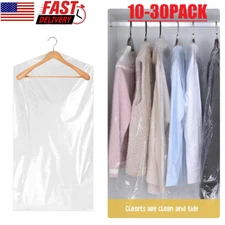 30× Clothes Dust Cover Dry Cleaning Garment Storage Bag Suit Protector Organizer