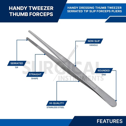 10 Pcs Handy 5.5" Extra-Long Tweezers Instruments Thumb Forceps German Grade - Picture 3 of 7