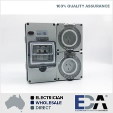3 pin 10 + 15 Amp Socket RCD Combination Outlet 4 Pole Switchboard IP66 6ka RCBO