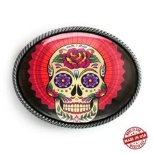 Mexican Sugar Skull Tattoo Art Men Women Handmade Belt Buckle