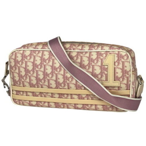 Christian Dior Trotter Pattern Canvas Shoulder Bag Crossbody Pink No.1 Silver - Picture 1 of 7