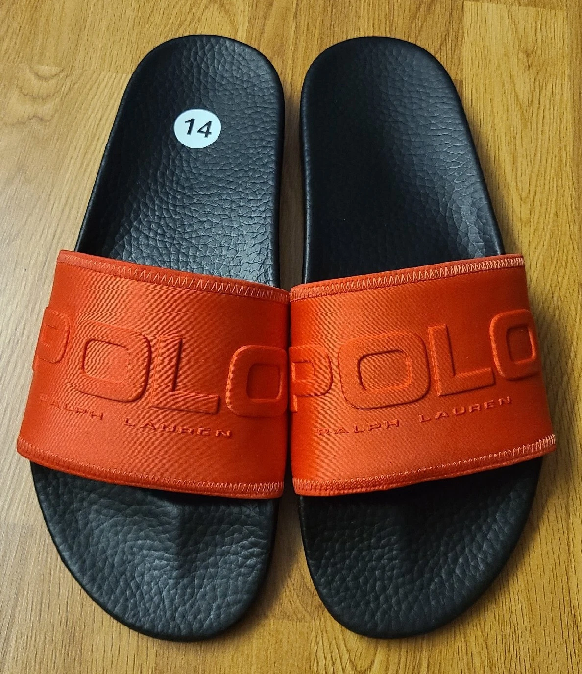 POLO Ralph Lauren Red Black Neoprene Men's Size 14 Sandals Slides NEW