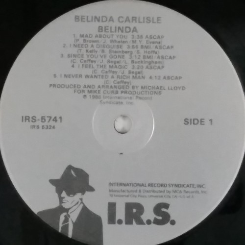BELINDA CARLISLE Belinda IRS5741 LP Vinyl VG+nr++ Cover VG+nr++ Sleeve 1986 - Picture 4 of 4