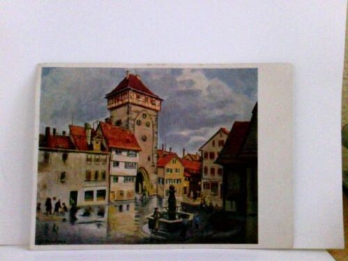 Postal tarjeta de artista. Puerta de jardín en Reutlingen, dibujada por Wilhelm Kehrer. papel de emergencia - Imagen 1 de 2