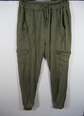 Thread & Supply Lyocell Cargo Jogger Pants Women Small Olive Green Pockets