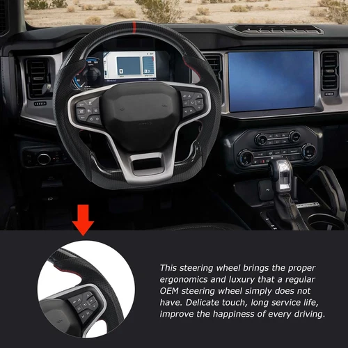 Real Carbon Fiber Steering Wheel For Ford Bronco 2021-2023 - Picture 4 of 6