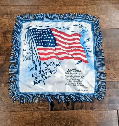 Sweetheart Flag WW2 FORT RILEY KANSAS Sham Satin Pillowcase ARMY Military Pillow