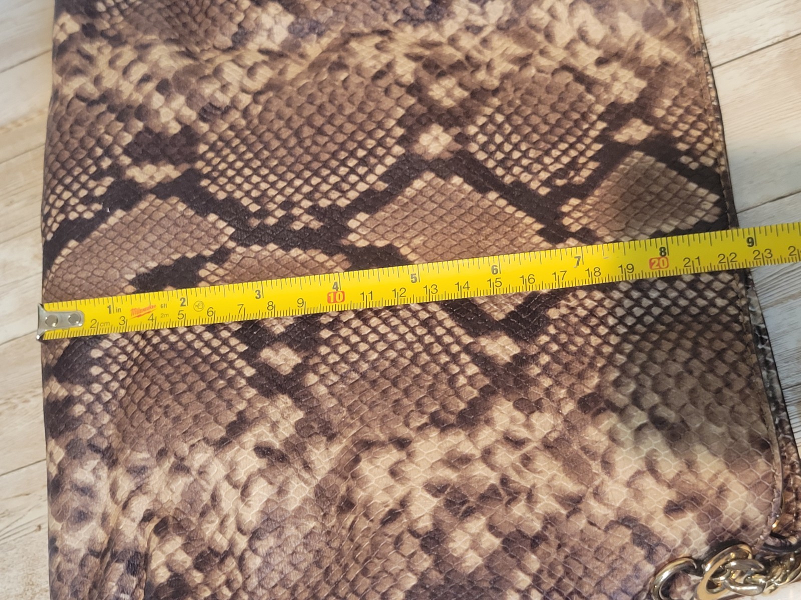 Michael Kors Leather Snake Skin Python Shoulder Bag Double Chain Strap Zippered thumbnail 15