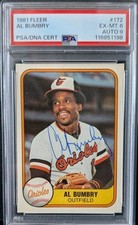 1981 Fleer Al Bumbry On- Card Auto #172 PSA 6/PSA Auto 9 NMT DNA Cert Orioles OF