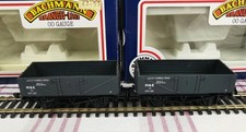 Two Bachmann OO Gauge, 33-052, 5 Plank Open Wagons, BR Grey, VGC Boxed.