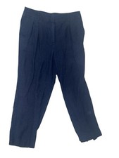 TALBOTS Women's Size Large 100 Linen Navy Blue Pants READ DESCRIPTION