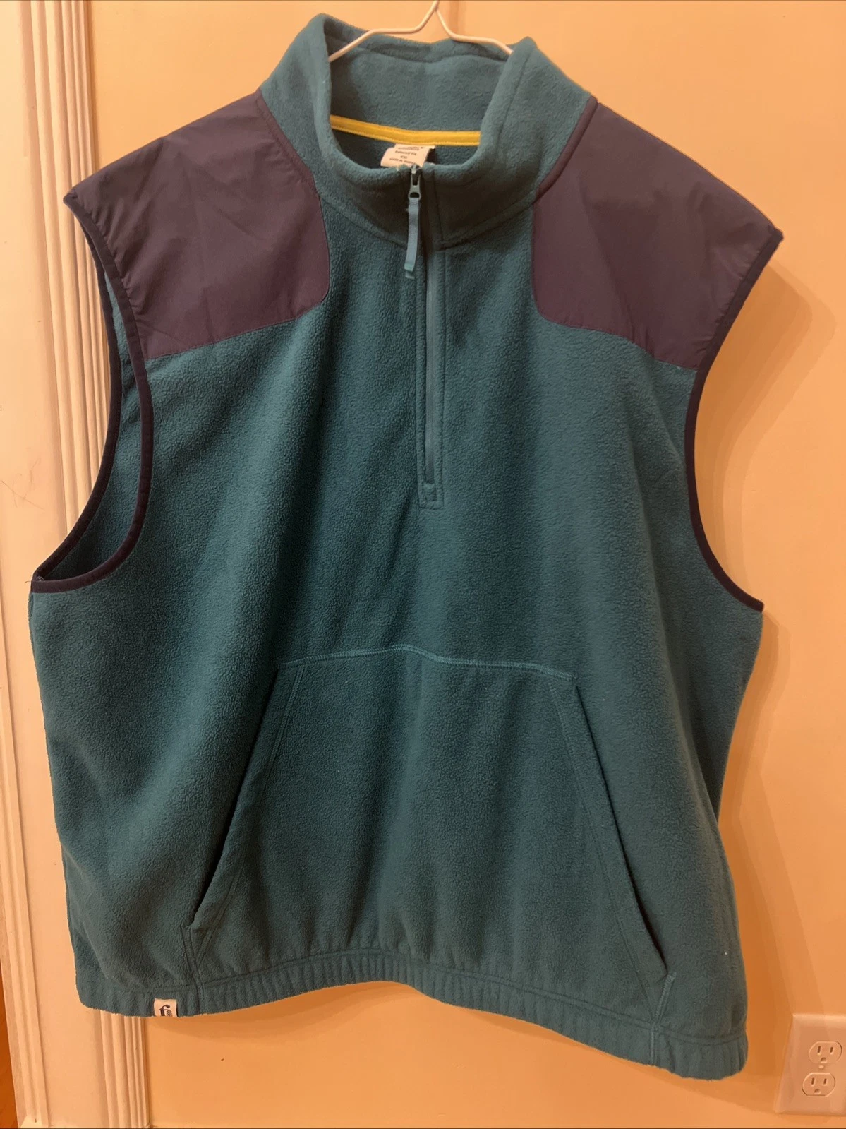 Bonobos Fielder 1/4 Zip Green Pullover Fleece Vest Mens XXLarge Relaxed Fit