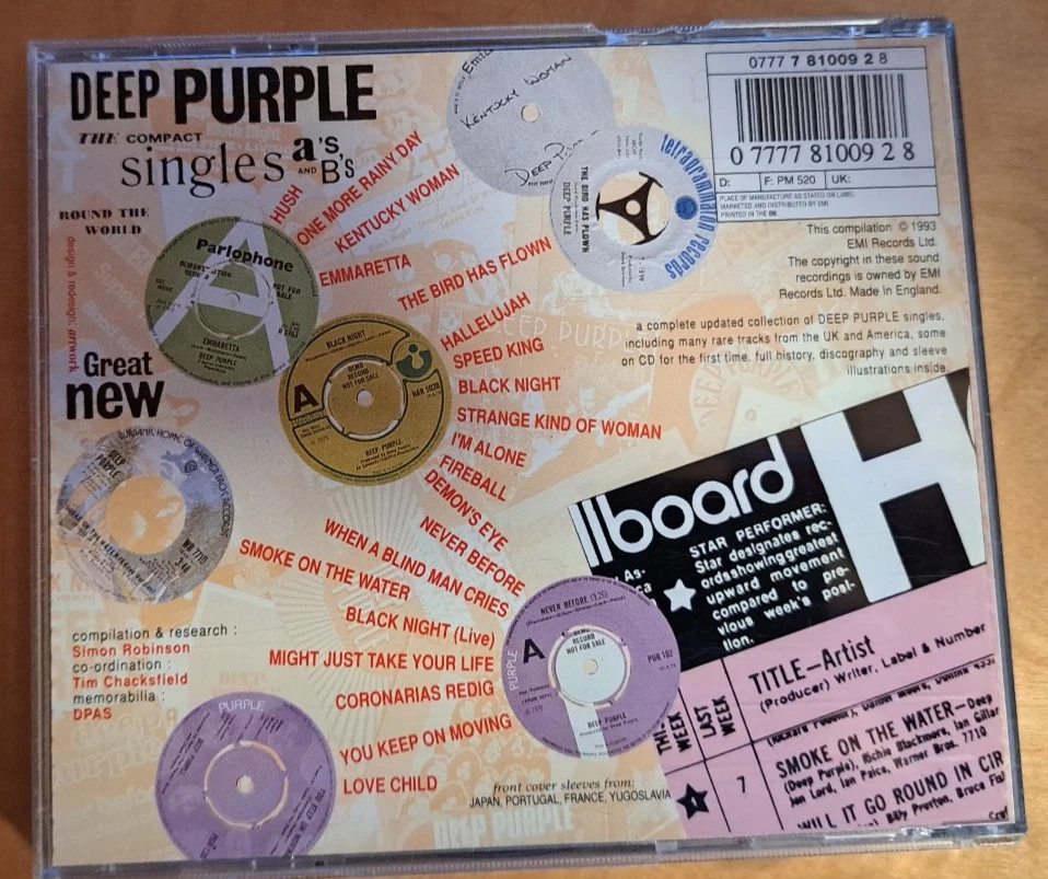 Deep Purple: Singles As & Bs # 20 Track CD # 1993 - Bild 2 von 2
