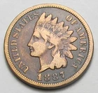 1887 INDIAN HEAD CENT,MOST OF LIBERTY, VERY NICE COIN!!!!(A1)