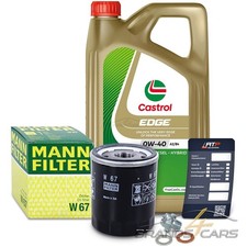 MANN ÖLFILTER+5L CASTROL EDGE 0W-40 A3/B4 FÜR SMART FOR-FOUR 1.1 1.3