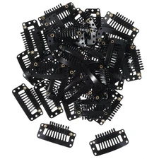 Lusofie 50pcs Wig Clips To Secure No Sew 9-Teeth Hair Black 