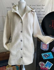 Dennis Basso Ivory Grey Mixed Media Wool Blend & Sherpa Jacket S New