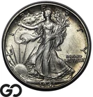 1941-D Walking Liberty Half Dollar, Nice Album Toner, Choice BU++