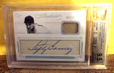 2016 PANINI FLAWLESS CUTS GAME-USED MATERIAL LEFTY GOMEZ /15 AUTO #13 - BGS 9.5