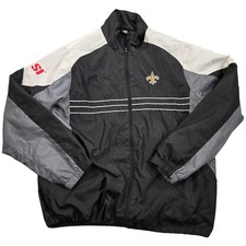 New Orleans Saints Jacket Mens Large Black NFL Football Reebok Windbreaker Zip