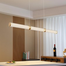 Modern Linear Chandelier Gold Linear Pendant Light Fixture, LED Dimmable Isla...