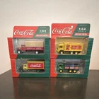 Coca-Cola Lot of 4 Vintage 1:64 Die-Cast Metal Trucks Multicolor Soda