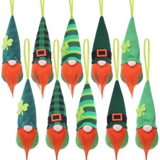 10PCS St Patricks Day Hanging Gnome Ornaments Set, 6 inch Green St Patricks D...