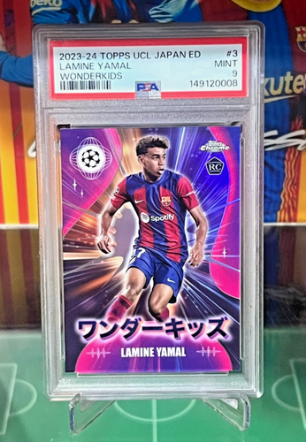 2023-24 Topps Chrome UEFA Lamine Yamal #WK-3 Wonderkids RC Japan Edition PSA 9
