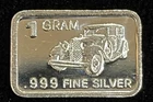 1 GRAM GR G .999 Fine Pure Solid Silver 1928 Ford Model A Car Bullion Bar! Gift!
