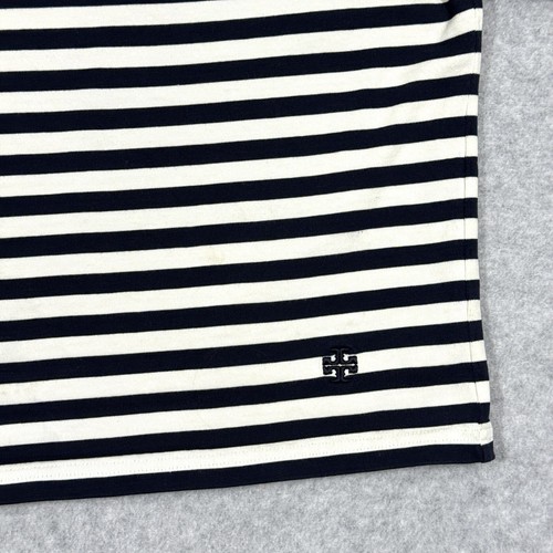 Tory Burch Top Womens XL Robinson Shirt Striped Cotton Boxy Coastal Preppy Logo - Picture 3 of 12