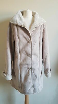 GABRIELLA VICENZA Ladies Size 14 Beige Faux Suede/Fur Sheepskin