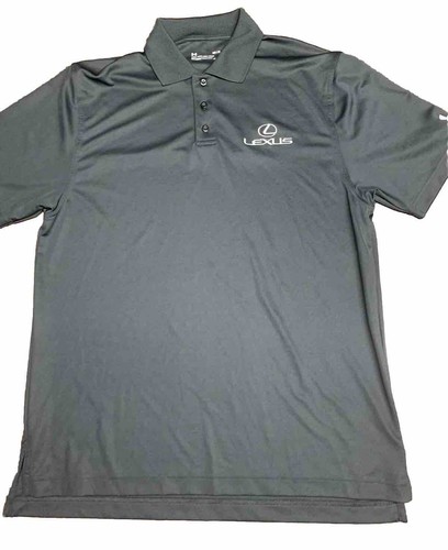 Under Armour Black Polo With Lexus Logo Mens Size Medium M Heat Gear Loose