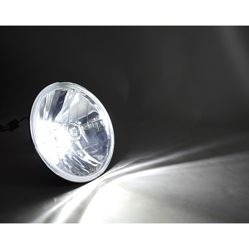 5-3/4 6v Crystal Clear Glass Lens Metal Headlight 6-Volt LED Harley Motorcycle - Picture 6 of 12