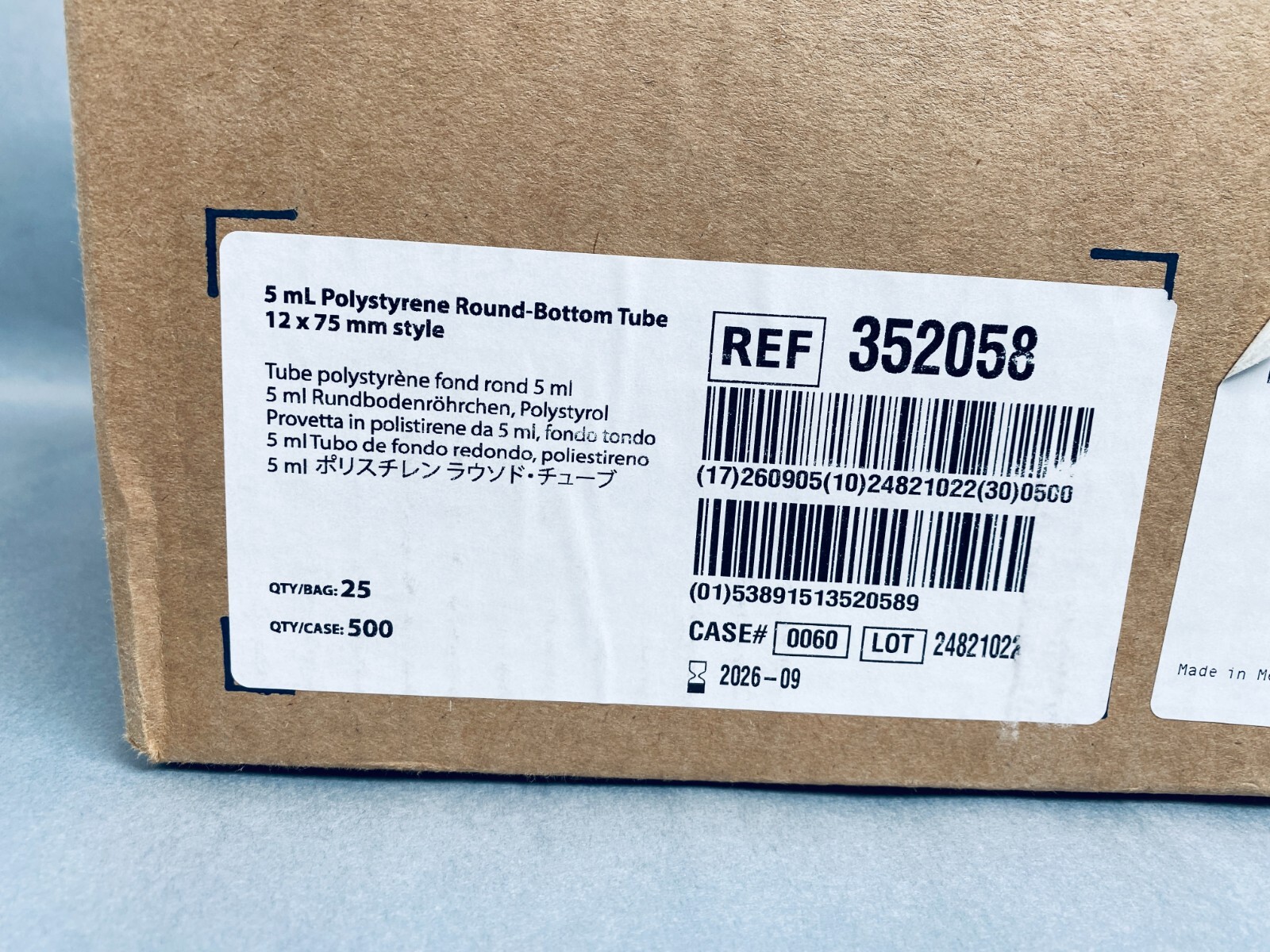 Falcon Centrifuge Tube 5 ml Snap Cap Round Bottom Polystyrene 500 Tubes