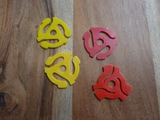 Original Vintage 45 RPM Record Adapter LOT of 4 Recoton Yellow Snap In