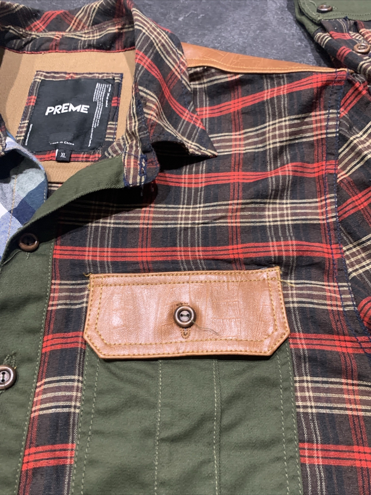 Men’s Preme Plaid Patch Button Down Long Sleeve S… - image 3
