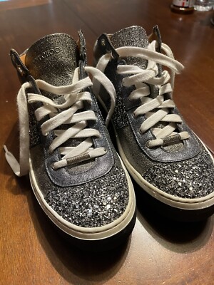 Jimmy Choo bling crystal gray/silver low tops Trainers Size-38