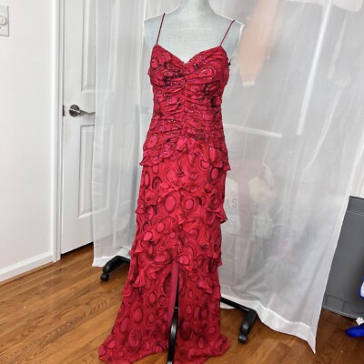 chetta b formal dresses Vintage NWT Sherri Bloom 100% silk gown prom 10 ruffle sequin cost_update9/16