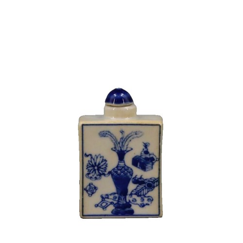 Sake Bottle Chinese Blue & White Porcelain With Handles Still Full
